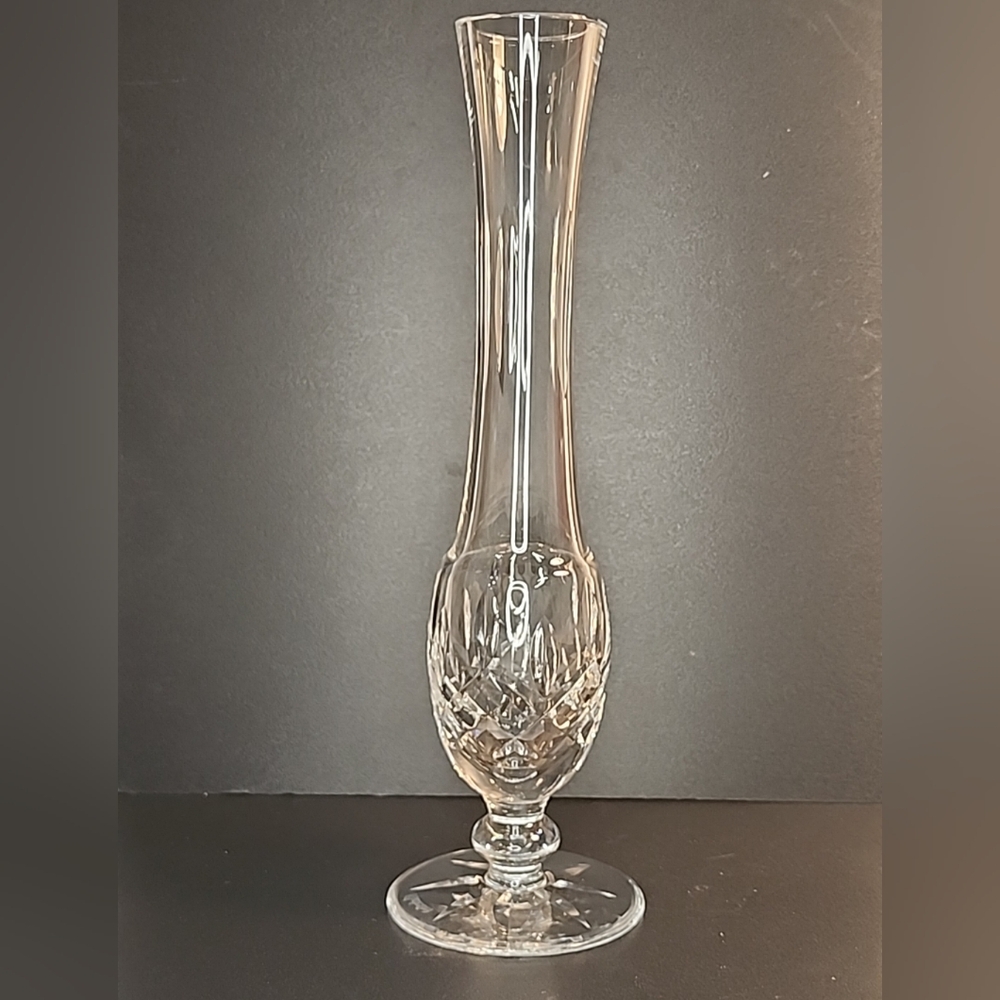 Vtg Waterford Crystal Lismore Alana 9 1/4" Footed Bud Vase Cut Glass Pedestal